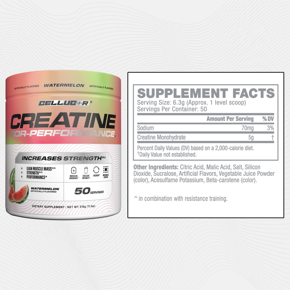 Cellucor Poudre de Créatine 5g 50 Portions avec accessoires de fitness