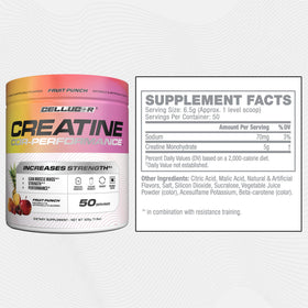 Cellucor Poudre de Créatine 5g, mise en scène sur un plan de travail