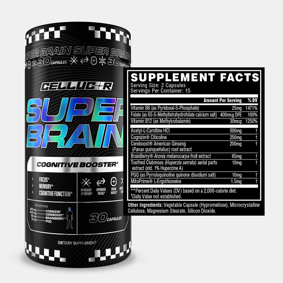 Cellucor Super Brain™ 30 Capsules avec étiquette détaillée