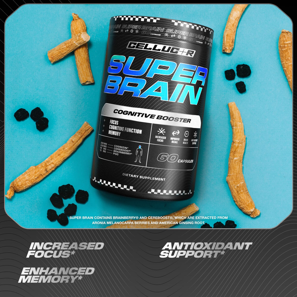 Cellucor Super Brain™ Capsules ouvertes montrant le contenu