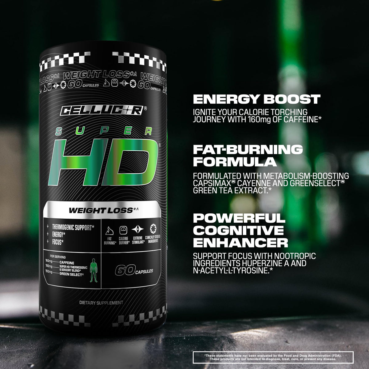 Cellucor SuperHD capsules sur un fond de cuisine
