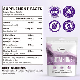 Cenffitio Glutathione 180 comprimés avec ingrédients mis en avant