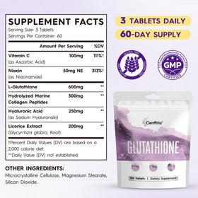 Cenffitio Glutathione 600mg avec des produits de soin de la peau