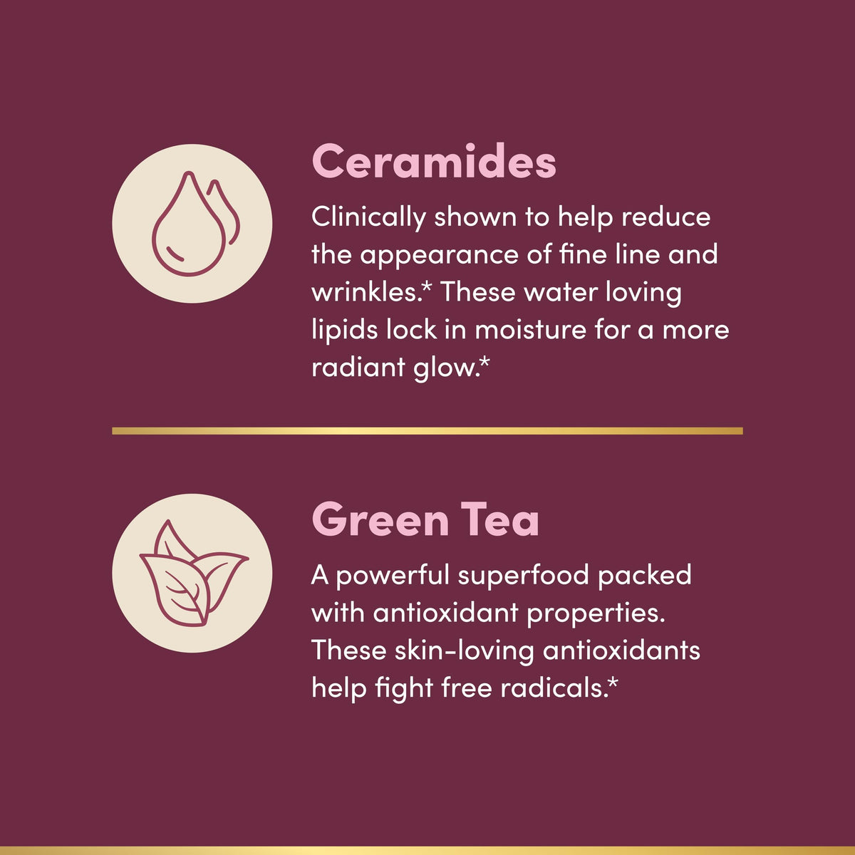 Ceramides et extrait de thé vert dans le complément Nature's Bounty
