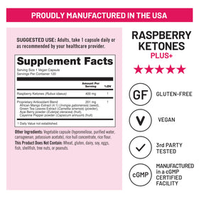 Cétones de framboise NatureWise avec étiquette lisible