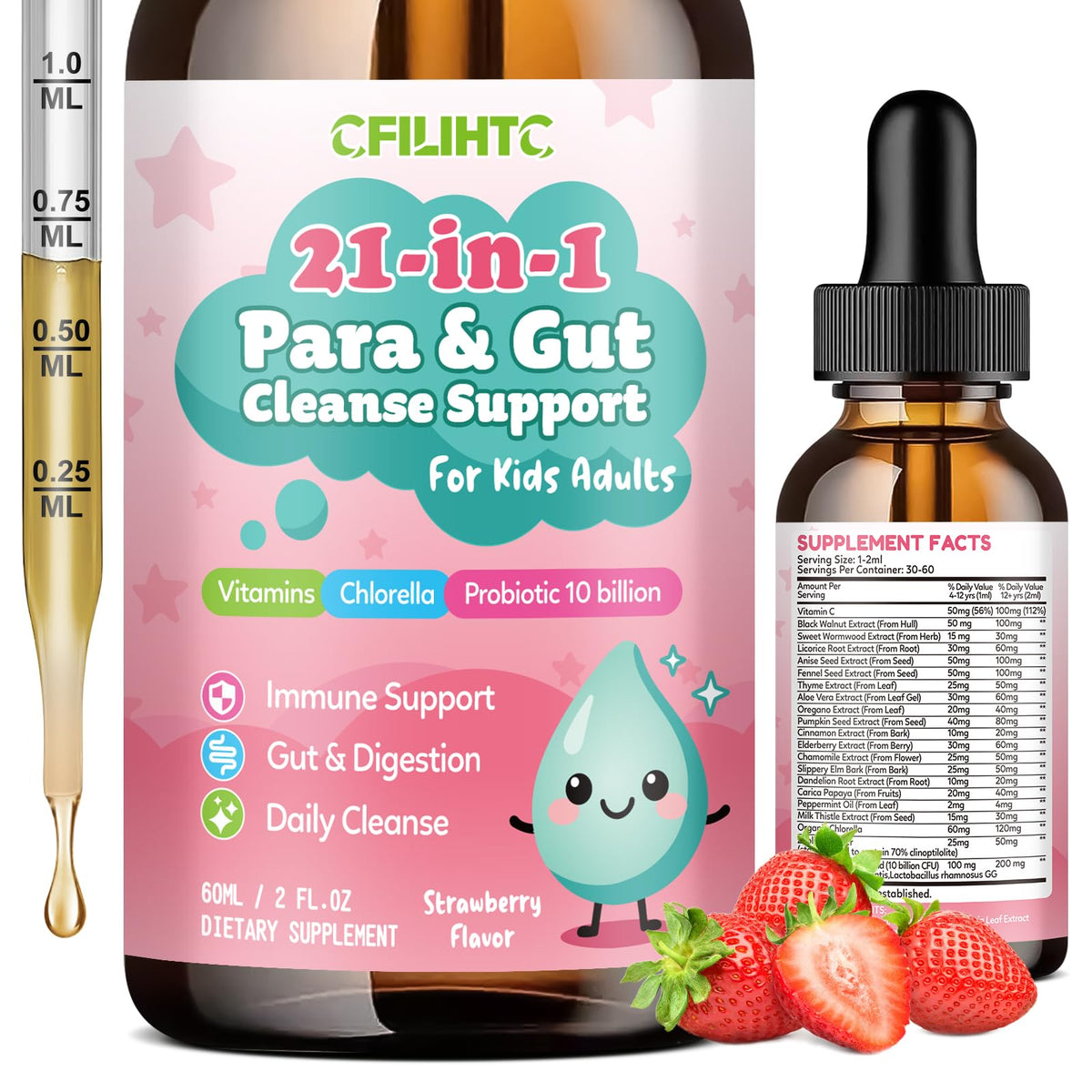 CFILIHTC Complément Alimentaire 21 en 1 pour Enfants 60 ml vue de face
