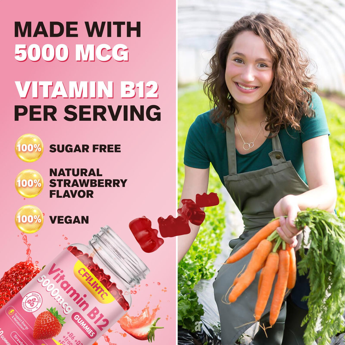 CFILIHTC Gummies de Vitamine B12 5000mcg côté