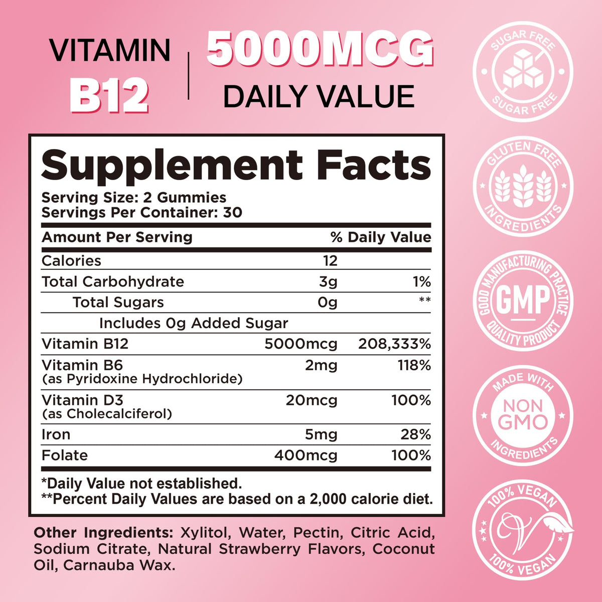 CFILIHTC Gummies de Vitamine B12 5000mcg emballage