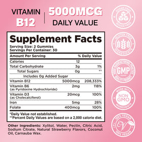CFILIHTC Gummies de Vitamine B12 5000mcg emballage