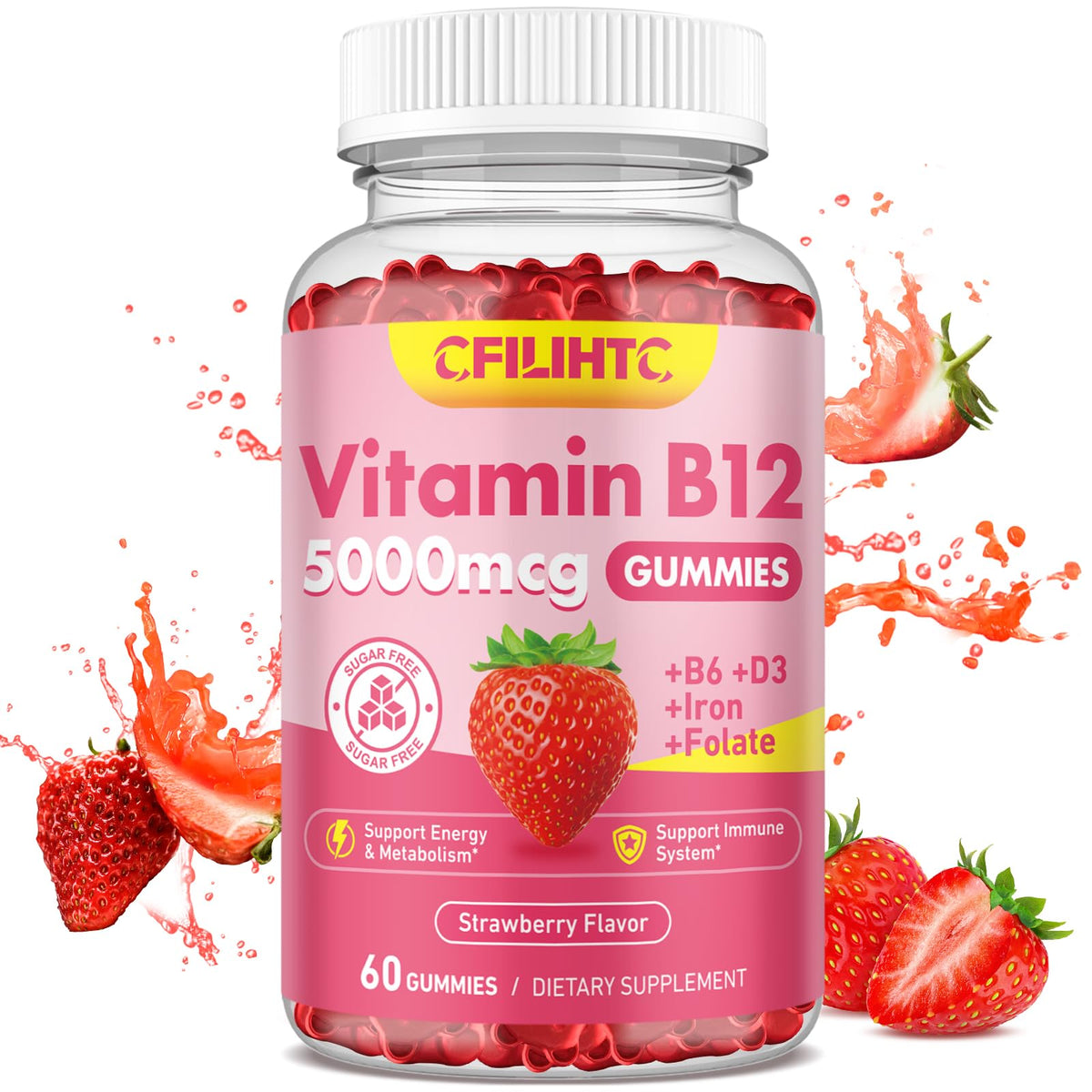 CFILIHTC Gummies de Vitamine B12 5000mcg vue avant