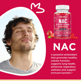CFILIHTC Gummies NAC 600mg 120 Gummies saveur fraise avec une main