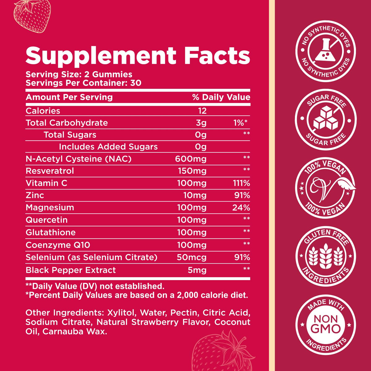 CFILIHTC Gummies NAC 600mg 120 Gummies saveur fraise emballage