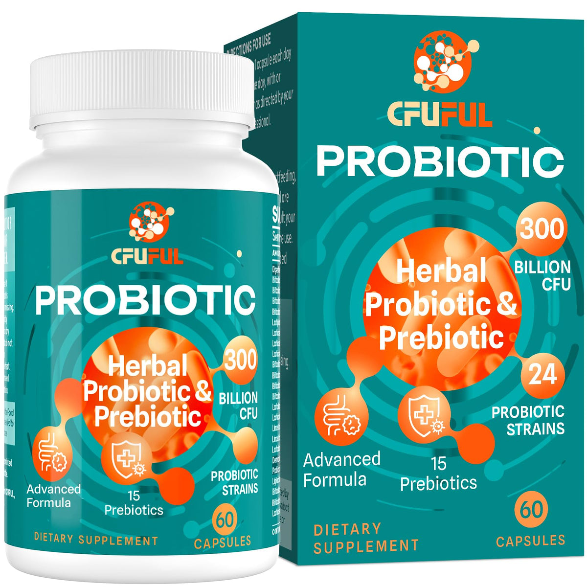 Cfuful Probiotiques 300 Milliards CFU 24 Souches capsule vue avant