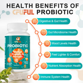 Cfuful Probiotiques 300 Milliards CFU, présentation des capsules sur une surface blanche