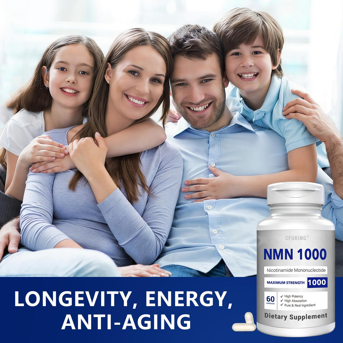 CFUKING NMN 1000mg capsules dans un environnement naturel