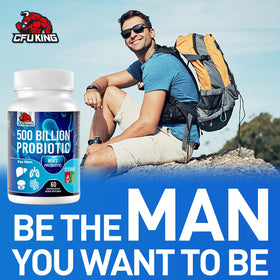 CFUKING Probiotiques pour Hommes 500 Milliards CFU 60 Capsules emballage