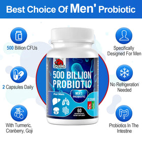 CFUKING Probiotiques pour Hommes 500 Milliards CFU 60 Capsules en mode de vie actif