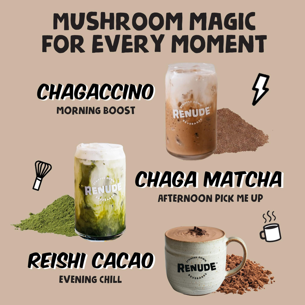 Chagaccino Renude avec cacao et champignon chaga