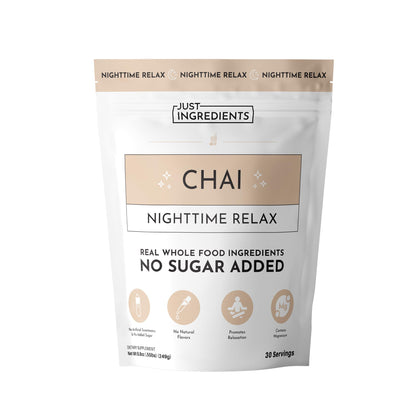 Chai Nighttime daily wellness Drink JUST INGREDIENTS packaging front view