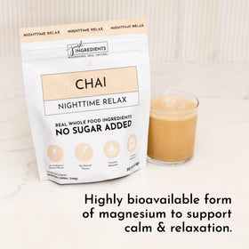 Chai Nighttime daily wellness Drink JUST INGREDIENTS powder close-up