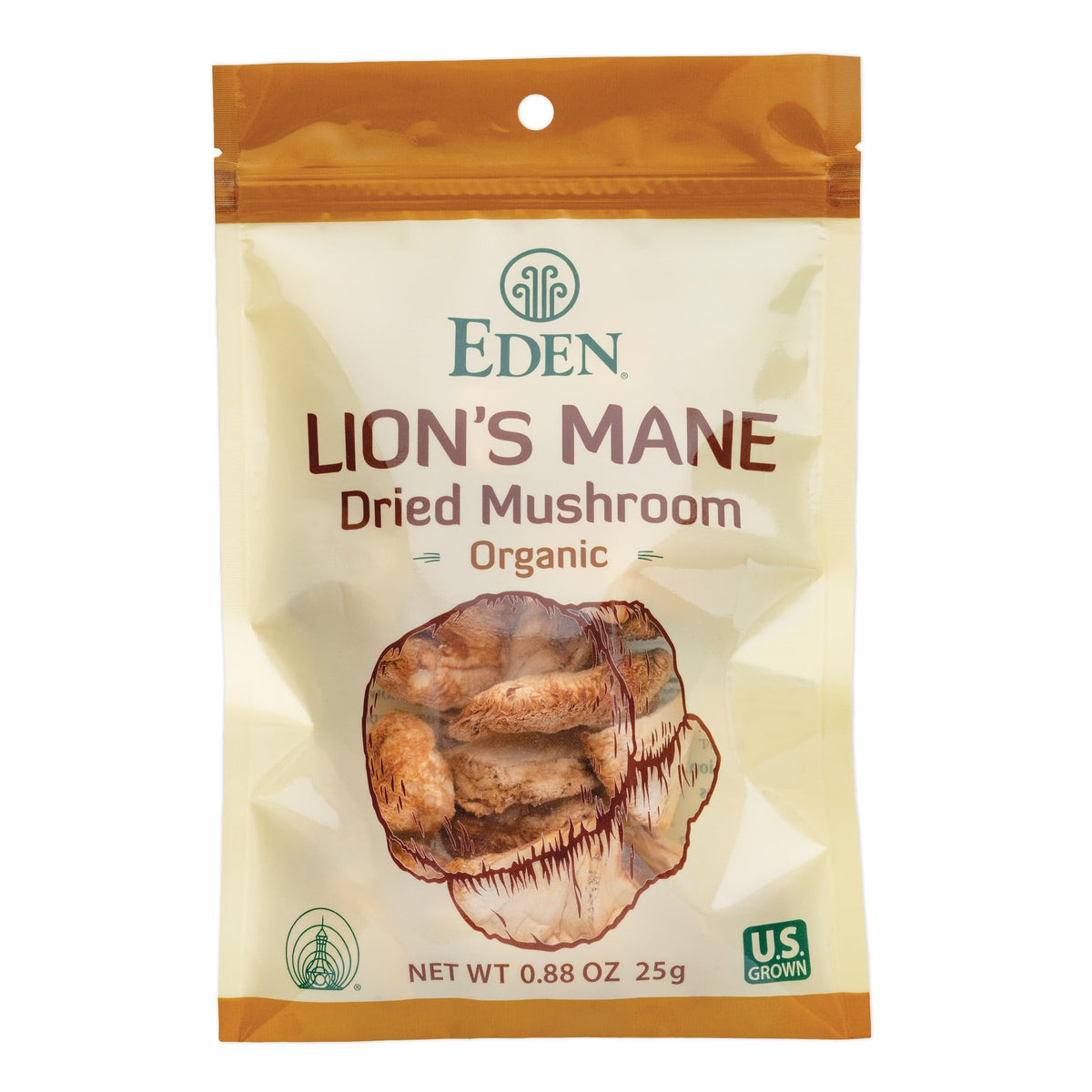 Champignon Lion's Mane bio 30g, vue avant avec emballage