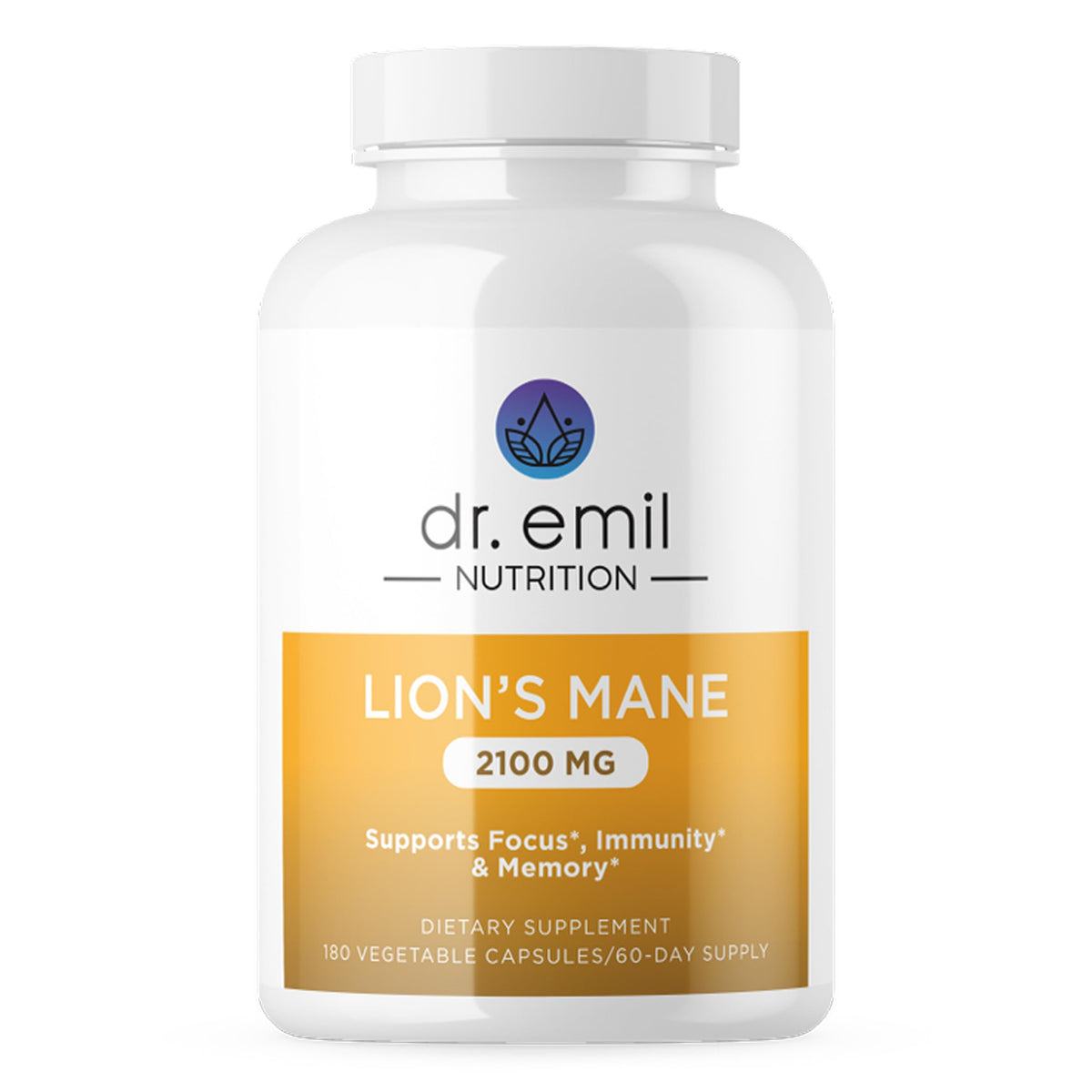 Champignon Lion's Mane Bio DR. EMIL NUTRITION 180 capsules vue avant