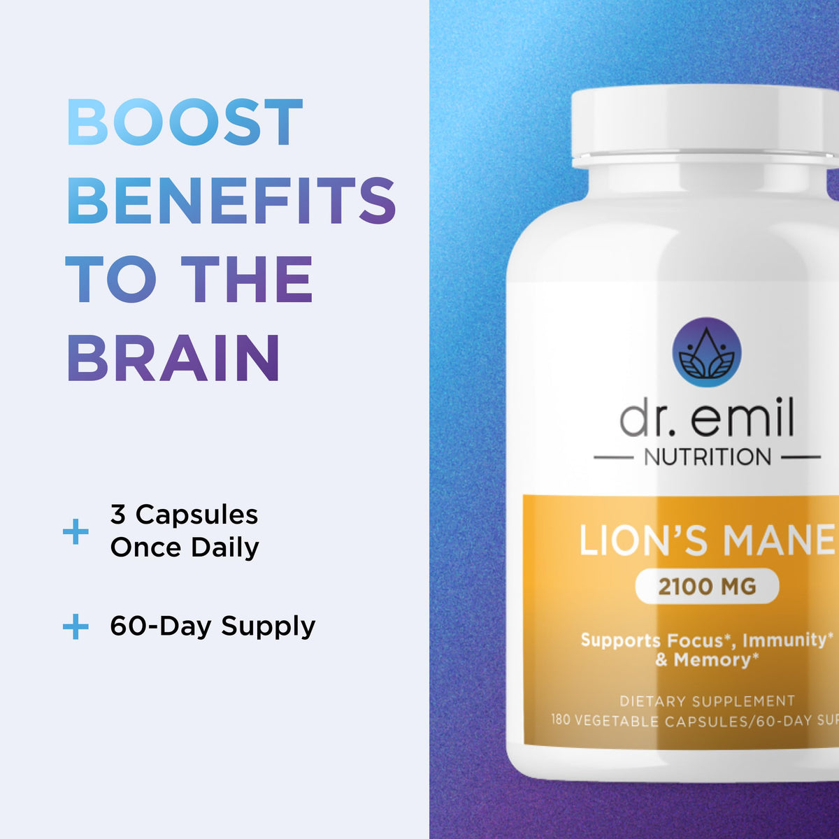Champignon Lion's Mane Bio DR. EMIL NUTRITION avec ingrédients naturels
