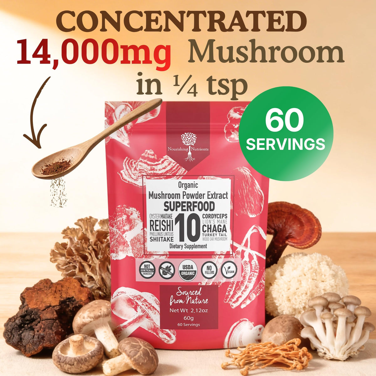 Champignons fonctionnels présentés ensemble