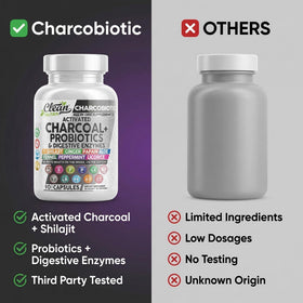 CharcoBiotic 90 capsules de charbon actif avec verre d'eau