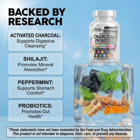CharcoBiotic capsules de charbon actif sur fond blanc
