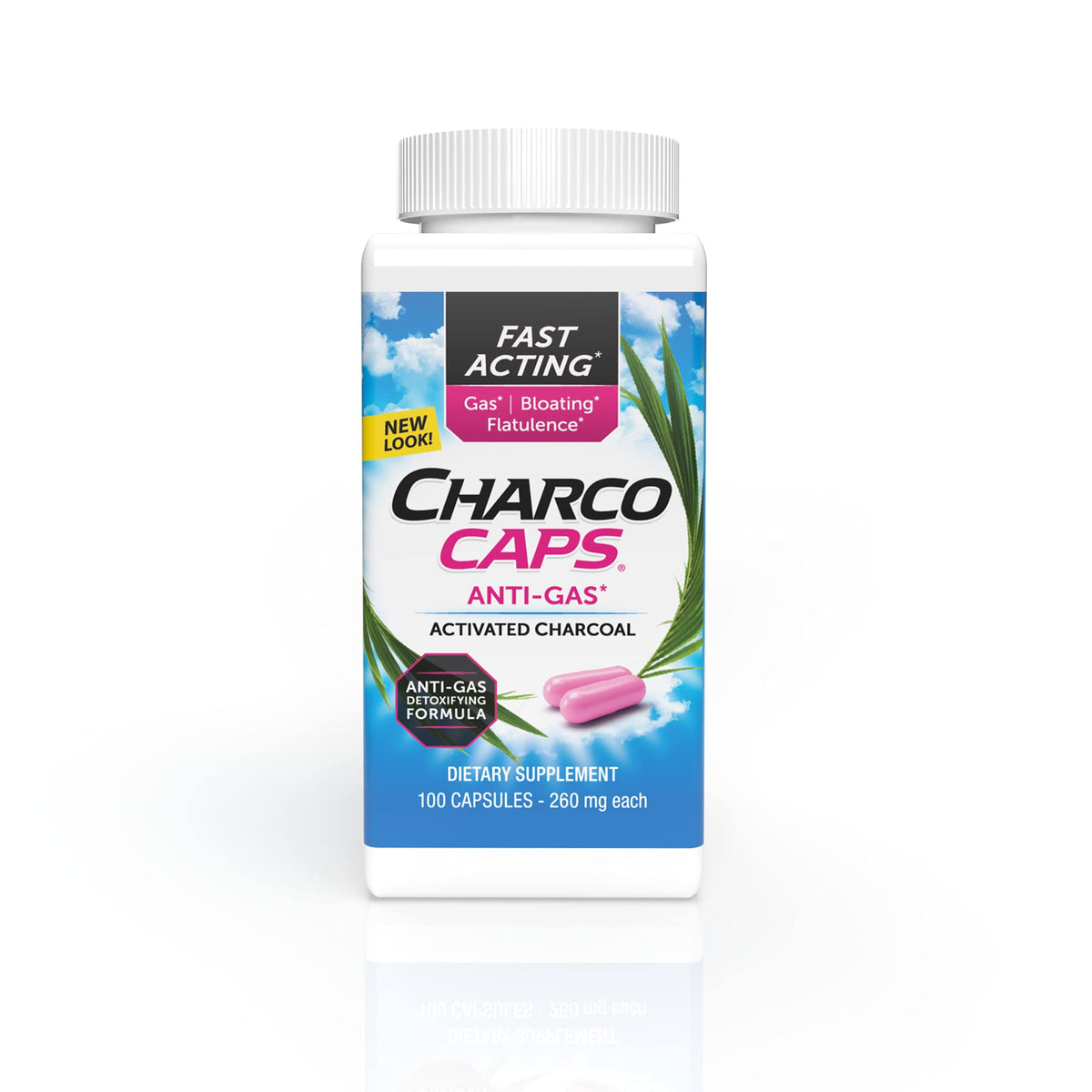 Charcocaps charbon actif 100 capsules vue de face