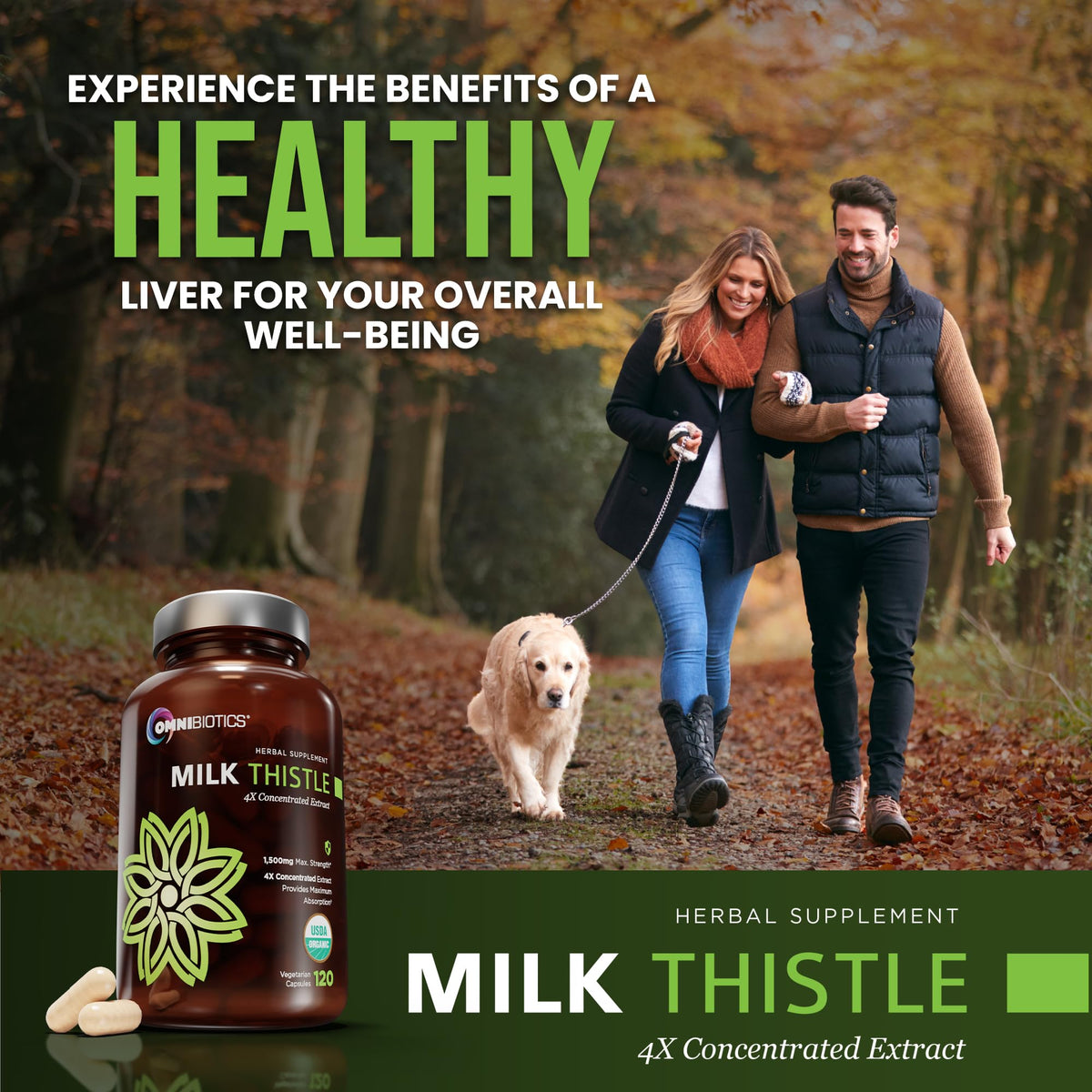 Chardon-Marie OmniBiotics 1500mg avec étiquette et informations nutritionnelles