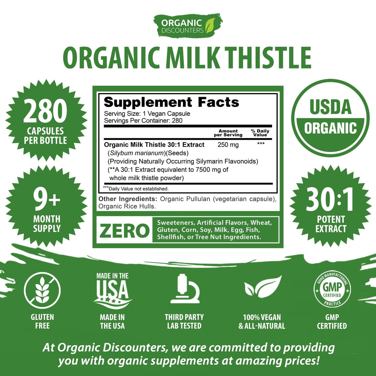 Chardon-Marie Organic Discounters 30:1 avec verre d'eau
