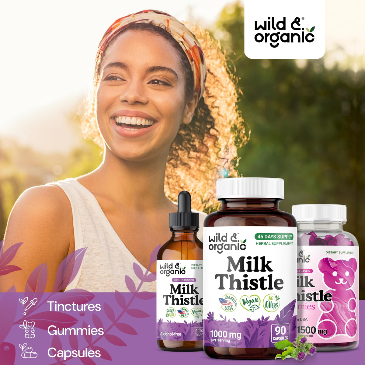 Chardon-marie Wild & Organic sur fond naturel