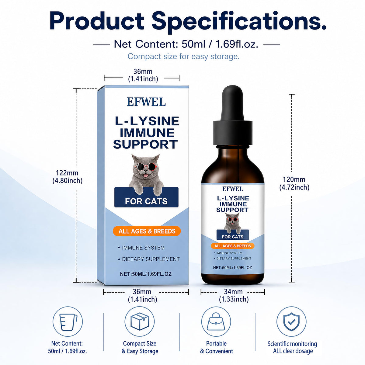 Chat acceptant les gouttes de L-Lysine EFWEL, saveur poulet rôti