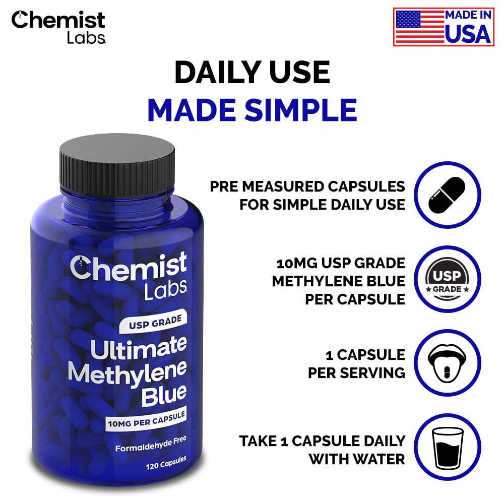 Chemist Labs Methylene Blue 10mg capsules back view