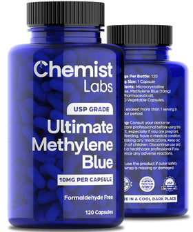 Chemist Labs Methylene Blue 10mg capsules open bottle