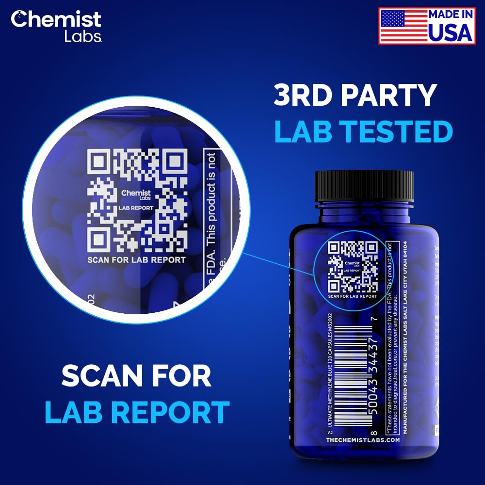 Chemist Labs Methylene Blue capsules in hand