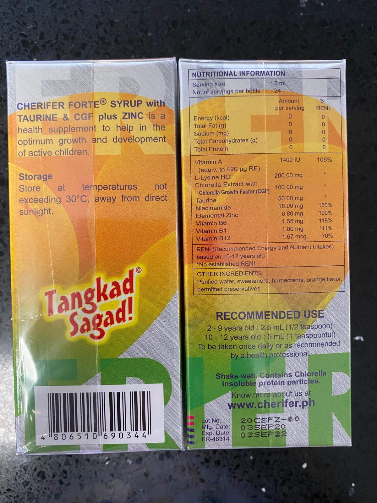 Cherifer Sirop 120ml pack de 2 bouteilles avec étiquettes