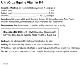 Cheval recevant UltraCruz Vitamine B-1 Équine
