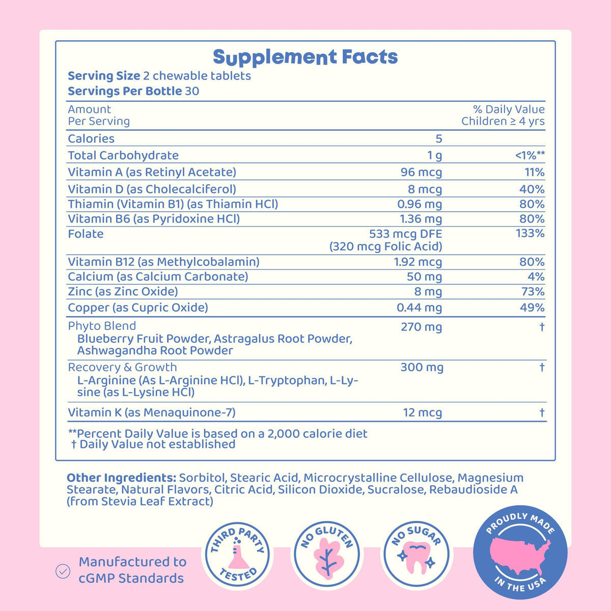 Chewables JoySpring sur une table avec des fruits