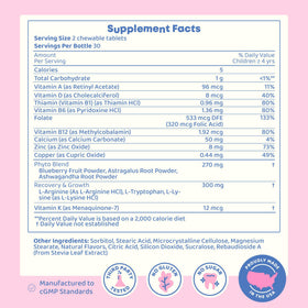 Chewables JoySpring sur une table avec des fruits