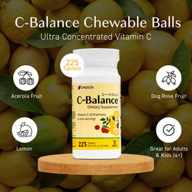 Chewables Umeken C-Balance saveur citron dans un bol
