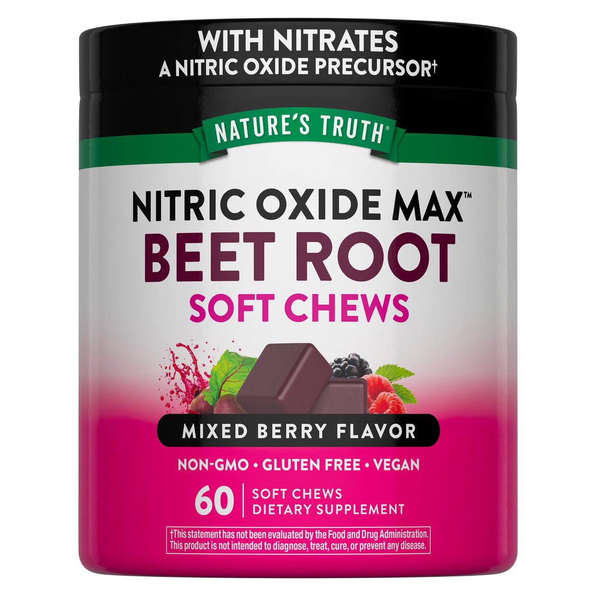 Chews de Betterave Nature's Truth paquet avant avec saveur baie mélangée