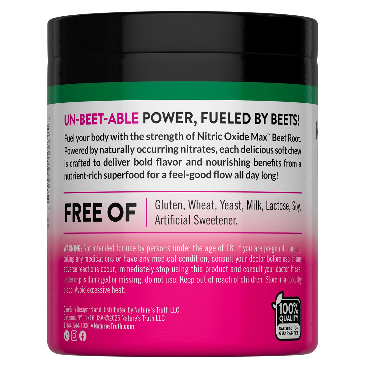 Chews de Betterave Nature's Truth paquet ouvert avec chews visibles
