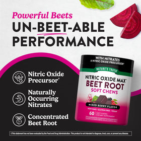 Chews de Betterave Nature's Truth sur une table en bois