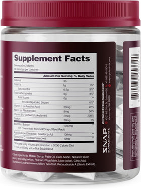 Chews de Betterave Snap Supplements en portion de 2 pieces