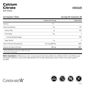 Chews de calcium chocolatés Celebrate sur fond blanc
