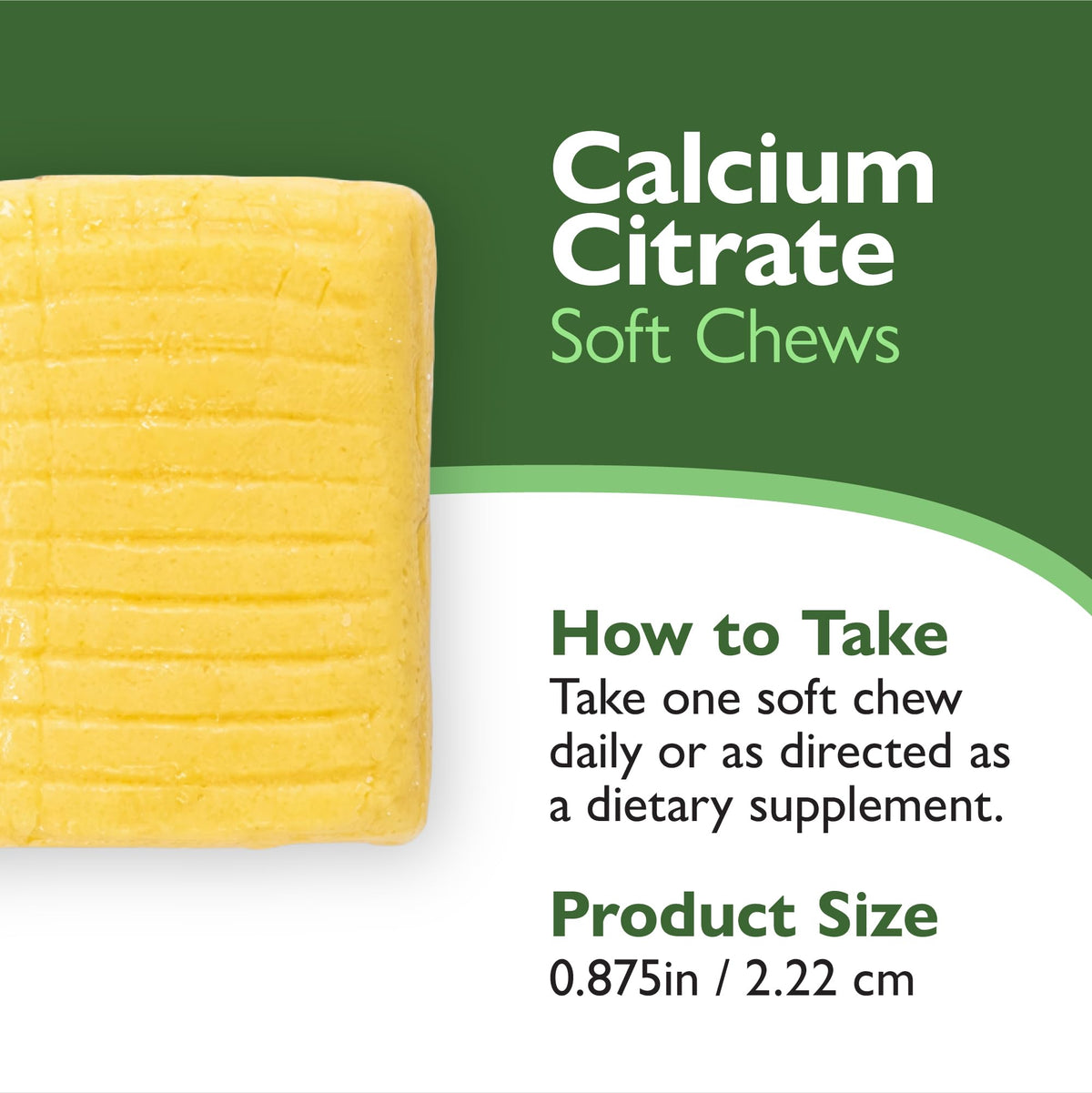 Chews de calcium citrate au citron sur une table