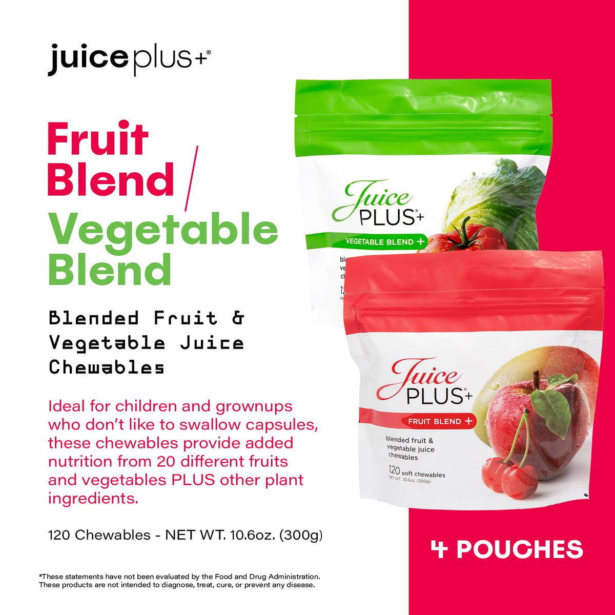 Chews de Fruits et Légumes Juice Plus+ en gros plan
